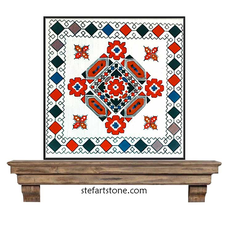 Детайли от автентична българска шевица върху дърво