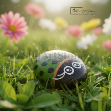 Рисуван камък калинка- арт декорация за дома