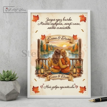 Персонализиран Постер с Рамка "Заедно през всичко" | Подарък за Приятелка