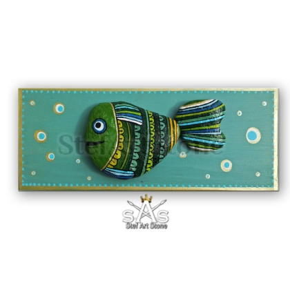 Картина Риба 2 рисувани камъни  40 х 15