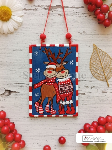 Коледен орнамент Влюбени Елени – ръчна изработка от Stef Art Stone