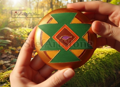 Ръчно рисуван камък Канатица (символ за защита)