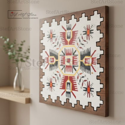 Ръчно рисувана картина Елбетица в червено - символ на защита