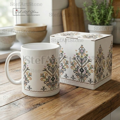 Керамична чаша с шевица Дървото на живота и подаръчна кутия