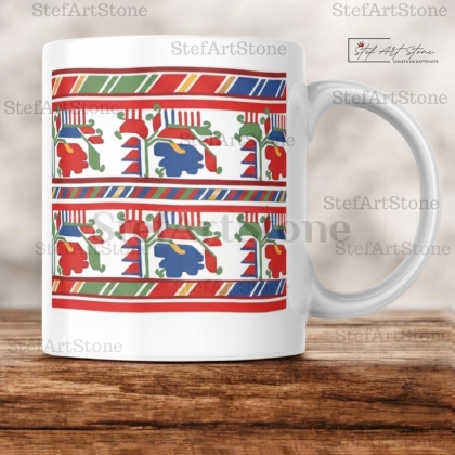 Керамична Чаша за Кафе със Самоковска Шевица