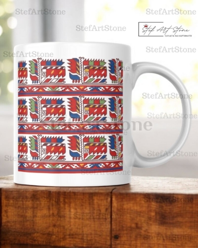 Керамична Чаша за Кафе с Ихтиманска Шевица 