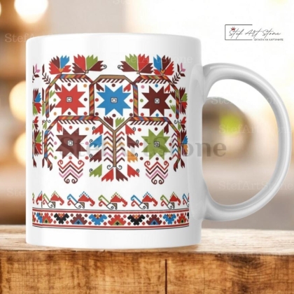 Керамична Чаша с Кюстендилска Шевица "Звездна Хармония" - Чаши за Кафе 