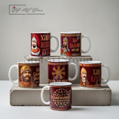 Мега Комплект Чаши „Българска Епопея“ – 6 Владетели и Символи (Бордо Серия)