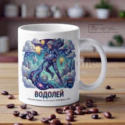 Чаша зодия Водолей, подарък за рожден ден