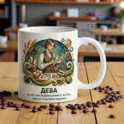Чаша зодия Дева, подарък за жена с надпис