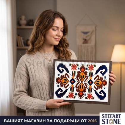 Картина с Шевица Богинята Майка „Закрилница на Рода" – ръчно рисувана етно картина за стена (символ на плодородие и майчинство)