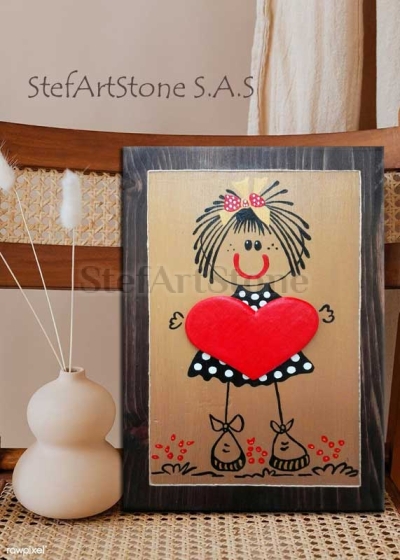 Картина за стена със сърце и момиче 30 х 20