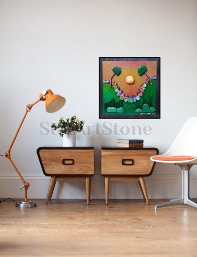 Картина за стена Шареното село 12 картини с камъни