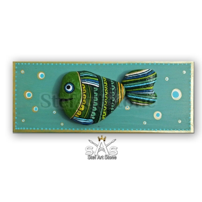 Картина Риба 2 рисувани камъни  40 х 15