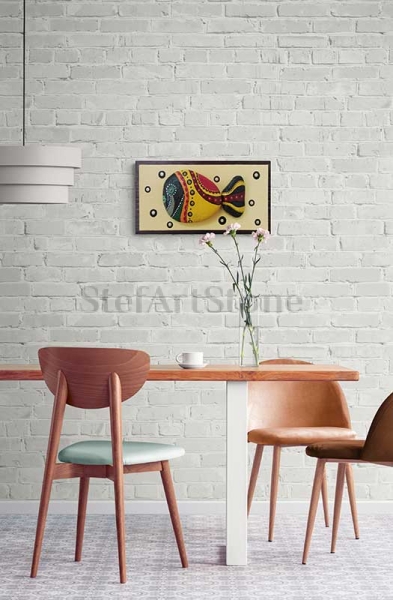 Картина Риба 1 рисувани камъни  40 х 15