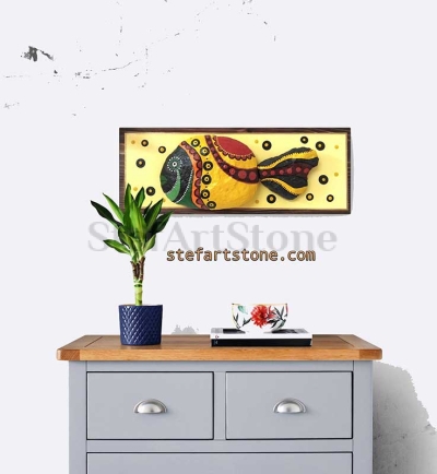 Картина Риба 1 рисувани камъни  40 х 15