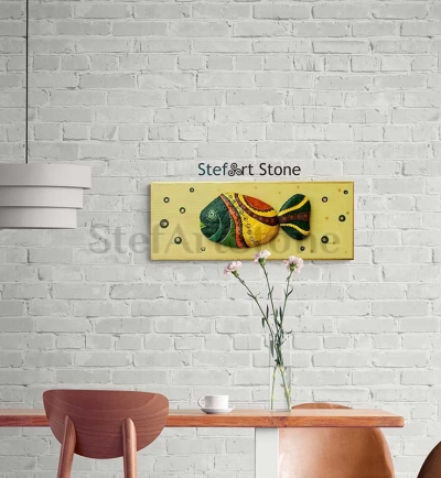 Картина Риба 1 рисувани камъни  40 х 15