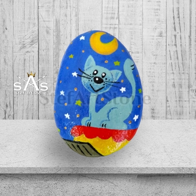 Декоративен камък с коте – уникален подарък