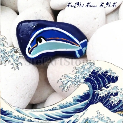 Ръчно рисуван комплект морски камъчета – фар, рибка, делфин, корабче и сърца.