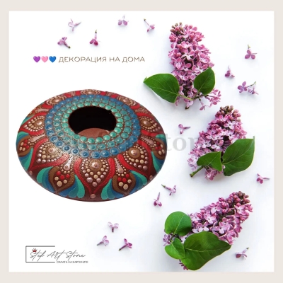 Свещник мандала за чаени свещи ръчно изработен