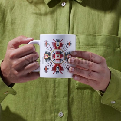 Керамична чаша с българска шевица Елбетица №7 | Чаши Български Шевици