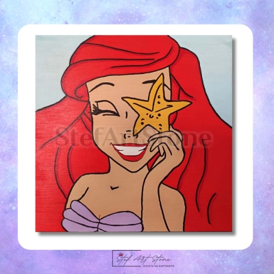 Красива ръчно рисувана картина „Ариел“ – идеална за детска стая