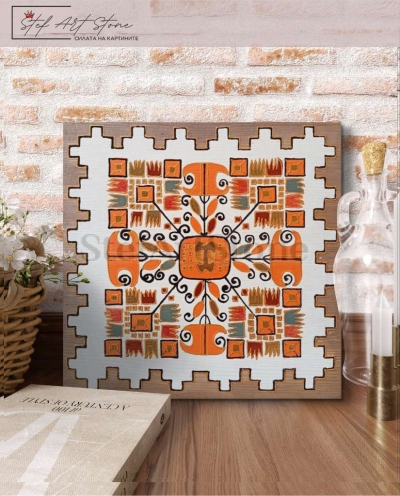 Картини с шевици - Ръчно рисувана картина „Шевица Елбетица“ 25x25 см, акрил върху дърво