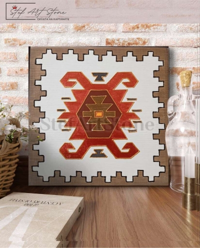 Картина с мотив Канатица в червено и златно - символ на защита