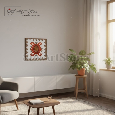 Интериорен дизайн на хол с картина Чипровска Канатица на стената