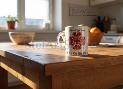 Чаша за кафе и чай с шевица | надпис България | авторска колекция