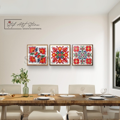 Уникални картини от дърво и акрилни бои – комплект с шевици