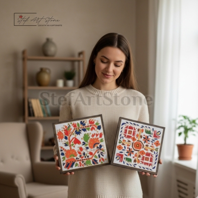 Комплект дървени картини: Дървото на живота и Дупнишка шевица