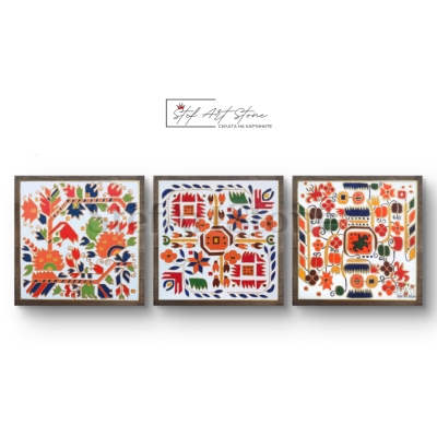 Картини с шевици | Комплект от 3 части | Рисувани пана за стена