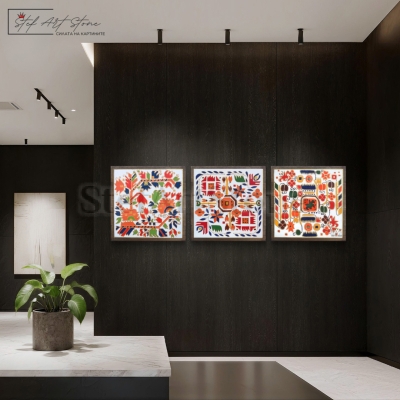 Картини с шевици | Комплект от 3 части | Рисувани пана за стена
