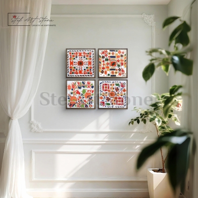 Картини с шевици – Комплект от 4 части | Ръчно рисувани пана