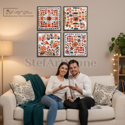 Картини с шевици – Комплект от 4 части | Ръчно рисувани пана