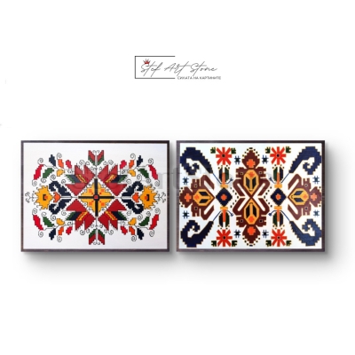 Комплект от две картини с фолклорни символи за Мъжа и Жената