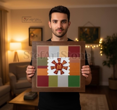 Картина Розетата от Плиска | Цвят бордо | Ръчна изработка 