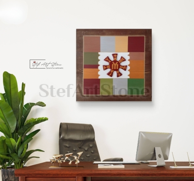 Картина Розетата от Плиска | Цвят бордо | Ръчна изработка 