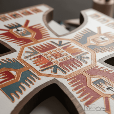 Равнораменен кръст с автентична българска шевица - детайл