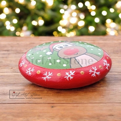 Коледна декорация – ръчно рисувано еленче Stef Art Stone