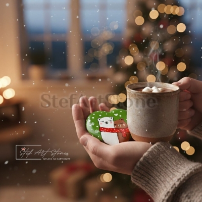 Коледен камък сърце StefArt Stone мечета