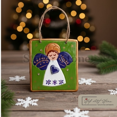 Керамично мини пано с ангелче | Ръчна изработка | Stef Art Stone