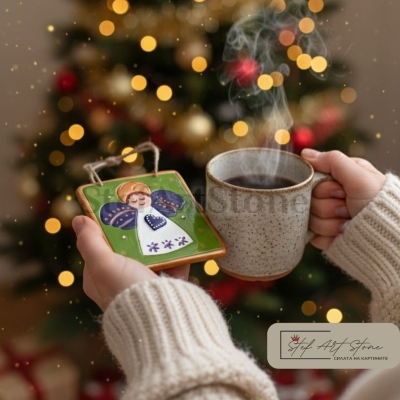 Мини керамично пано с ангелче stefart stone