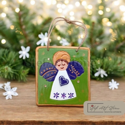 Керамично мини пано с ангелче stefartstone