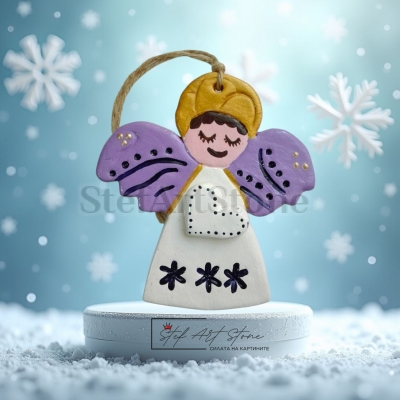 Керамичен ангел – ръчно изработен орнамент за елха