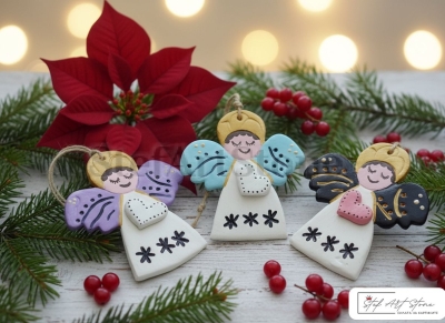 Коледни Играчки - Комплект (3 бр.) Ръчно Изработени Ангелчета