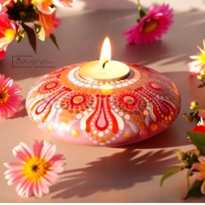 Арт свещник Мандала 14 см диаметър за чаена свещ 