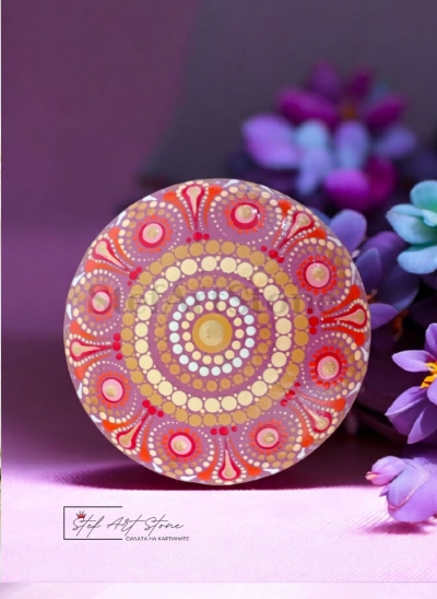 Декоративен камък лят камък с мандала дизайн (ръчна изработка)
