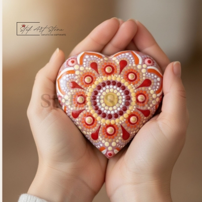 Камък сърце мандала за подарък (символ на любов и благодарност)
